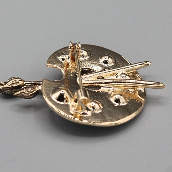 Artist palette pin brooch necklace pendant jewelry fashion new white gold tone - Picture 10 of 12